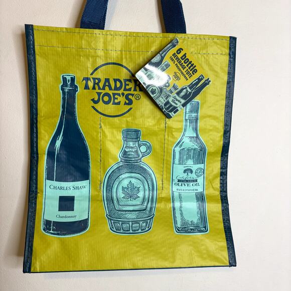 LOT 3x — Trader Joe’s 6 Bottle Wine Drink Beverage Carrier Gift Grocery Tote Bag - Picture 4 of 12